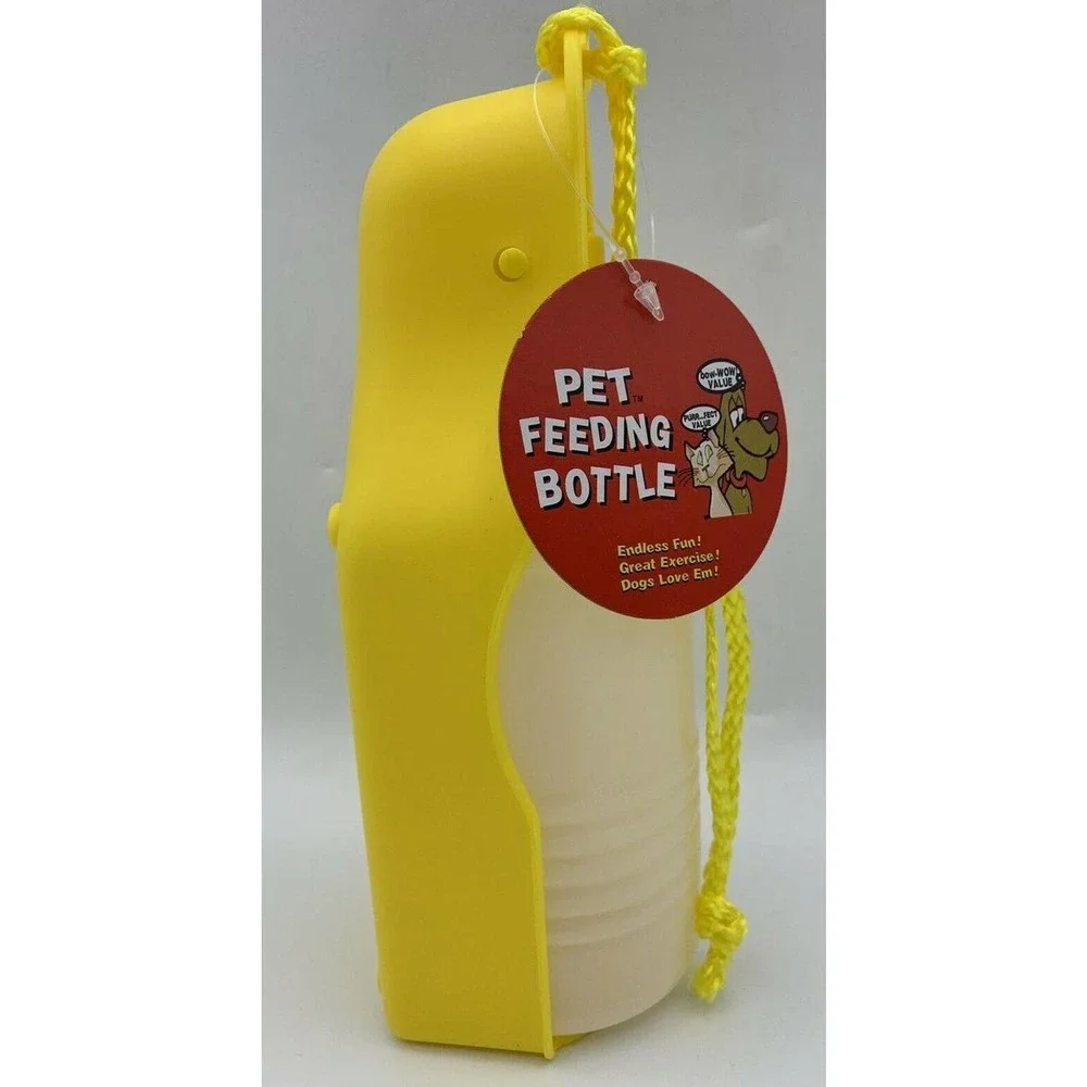 Portable Pet Dog Cat Water Drinking Feeding Bottle Bowl Dish‎ Travel 10oz YELLOW